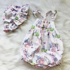 Gymboree baby girl 6/12 mo peter rabbit romper set